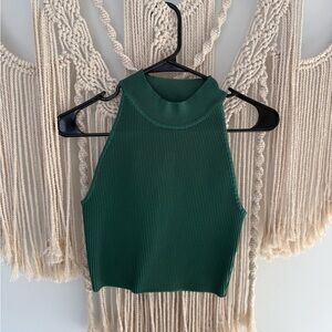 Green Ribbed Halter Top
